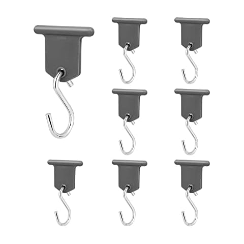 8pcs Sturdy Camping RV Awning Hooks S Shaped Clothes Party Light Strong Hangers Accessory for Camping Tent Motorhome Caravan Campervan (Grey and Silver) Cover