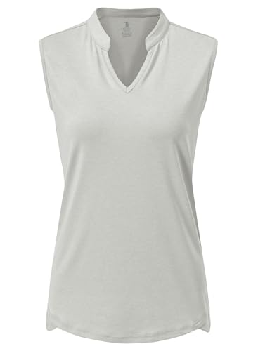Image of BGOWATU Women's Golf Polo T-Shirts Sleeveless V Neck Collarless Tennis Shirts UV Protection Quick Dry Lightweight