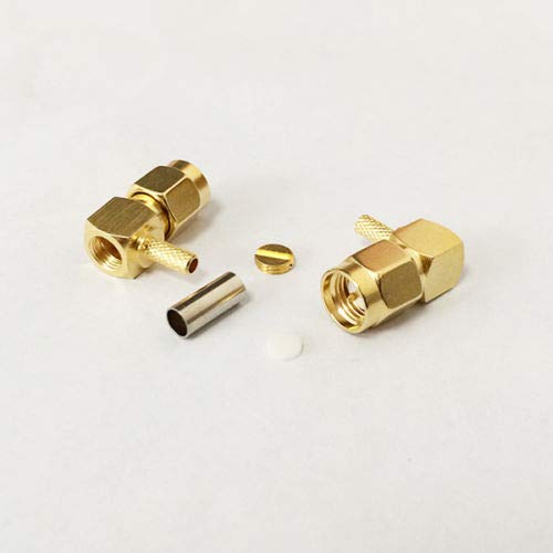 10X SMA Male Crimp RF Coax Connector for RG316 RG174 Cable Right Angle RA Gold