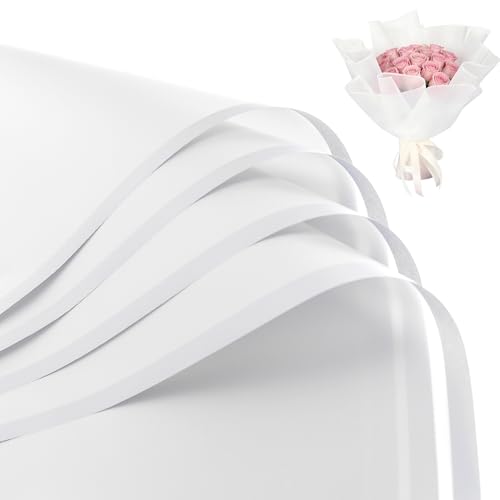 CCIJESW 20 Sheets Flower Bouquet Wrapping Paper Flora Packaging White
