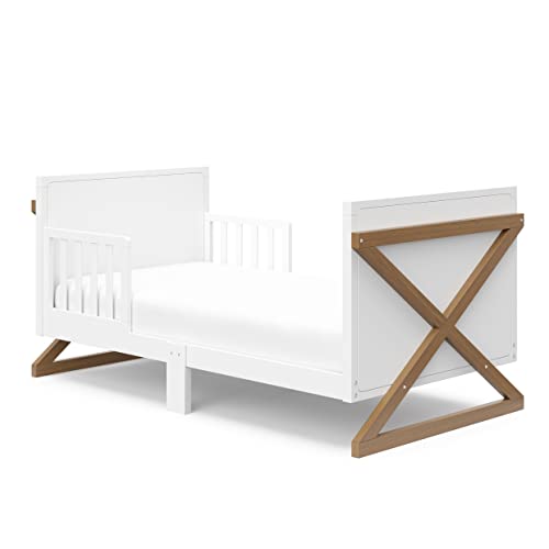 Storkcraft Equinox Toddler Bed (White With Vintage Driftwood) – Greenguard Gold Certified, Includes Toddler Bed Rails, Fits Standard-Size Crib And Toddler Bed Mattress, Jpma Certified #TOP29