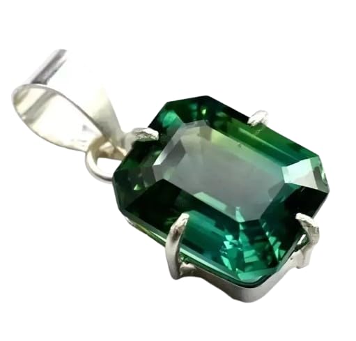 Natural Certified 25.00 Ct Green Emerald Loose Gemstone in 925 Solid Silver Pendant – Ideal for Custom Jewelry
