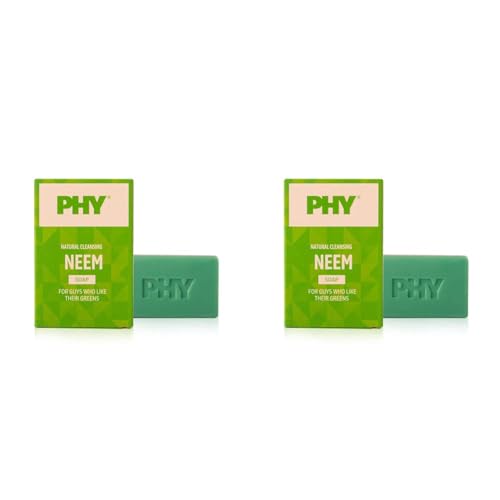 Image of Phy Natural Cleansing Neem Soap | Cleanses skin without drying | Purifies skin | Rich lather | Premium soap for men | 100% Vegan (Pack of 2)