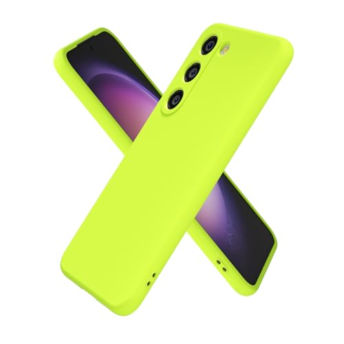oakxco for Samsung Galaxy S23 Case Silicone, Ultra Slim Thin Phone Case for Women Girls, Plain Solid Color Minimalist Aesthetic Cute Girly Design, Soft Rubber Gel TPU with Camera Cover, Neon Green