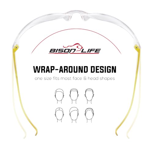 Image of BISON LIFE Clear Safety Glasses - ANSI Z87.1 Certified Scratch & Impact Resistant Eye Protection Goggles for Men & Women