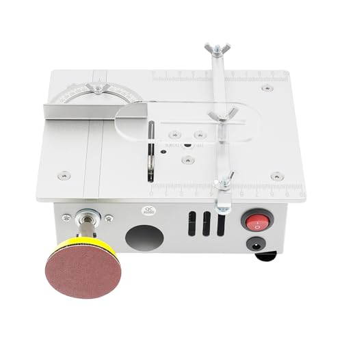 Mini sierra circular de mesa con 4 hojas 96 W 5000 rpm, sierra circular de mesa, portátil, 18 x 14 x 8 cm, multifunción, portátil, precisión de bricolaje, miniatura, 7 velocidades