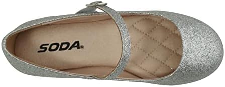 Soda Hookup-2 Kids/Children/Girls Fashion Classic Mary Jane Flat Rounded Ballet Shoes (9 (Little Kid), Silver Glitter, Numeric_9) | Image 4