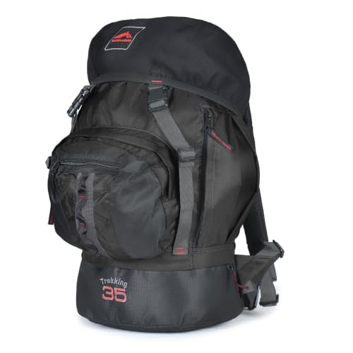 0035 - MOCHILA TREKKING 35 - PRETO COM FITA CINZA