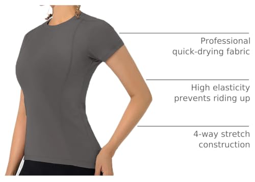 Image of Loovoo Women Workout Shirts, 1 /2 /3 Pack Short Sleeve Compression Tee | Tight Fit Gym Basic Tops, Athletic Quick Dry Crew Neck 4-Way Stretch, Flat Seams Ideal for Yoga, Gym, Running and Daily Wear