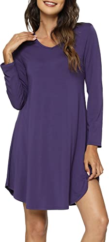 Image of GYS Womens Bamboo Viscose Nightgown Super Soft Lightweight Night Shirts for Sleeping