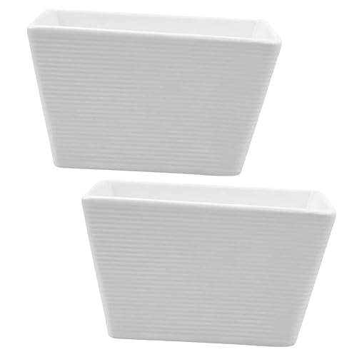PRETYZOOM Ceramic Sugar Packet Holder Tea Bag Organizer Set of 2 White Striped Sturdy Design Space-saving for Kitchen Counter