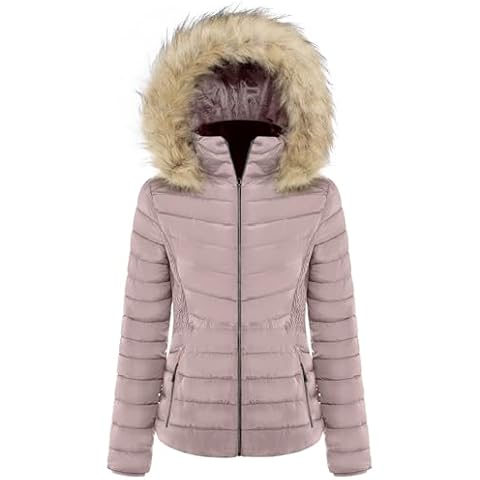 BodiLove Women's Everyday Warm Winter Quilted Puffer Short Coat High Collar Jacket with Removable Faux Fur Hood Zipper Vegan Leather Piping Water Resistant Wind Blocker Camel M Cover