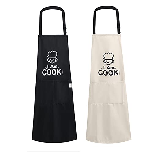 Spydge 2 piezas Delantal Ajustable Delantales de Cocina Impermeable y a Prueba de Aceite Delantal Chefs con 2 Bolsillos para Cocinar Hornear Jardinería Chef Cocina Cover