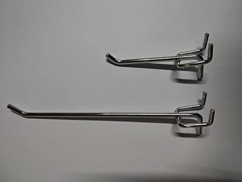 Image of Q1 Beads 12 Pack 6 inch Heavy Duty Peg Hooks for 1 inch Spaced Pegboards, Utility Hooks for Wall Organizing in Home or Garage (Chrome, 6 inches, 12 Pcs)