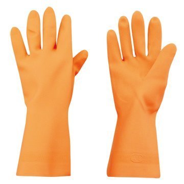Tool Zone ® ULTRA CARE 14" QUALITY FLOCKLINING RUBBER GLOVES, ORANGE- PACK OF 1 PAIR