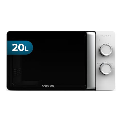 Cecotec Microondas de 20L Proclean 3010 Flatbed. Potencia de 700W, Diseño Compacto, Interior...