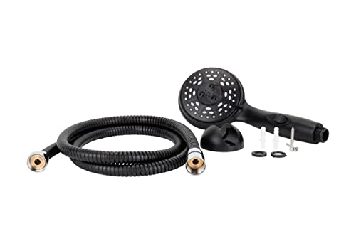 Image of Camco Complete RV /Marine Shower Head Kit | Features Convenient On /Off Switch for Water Efficient Showers | 5 Spray Patterns | Black (43744)