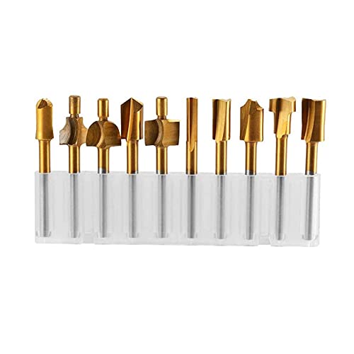 10 PCS de FSS Enrutamiento Fresas Titanio Chapado Paraca Herramienta rotativa Grabado Tratamiento de la madera Set para herramientas de carpintería Cover