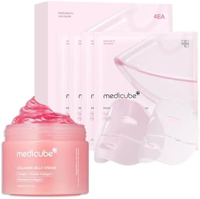 Pink Glass Glow Duo for Uneven skin: Collagen Jelly Cream 110ml and Salmon DNA PDRN pink collagen jelly gel mask (4ea)