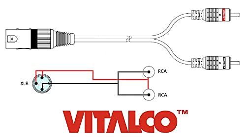 VITALCO XLR Male to 2x RCA 1.5m Cable 3 PIN Microphone to Twin RCA Lead, Gold - Image 5
