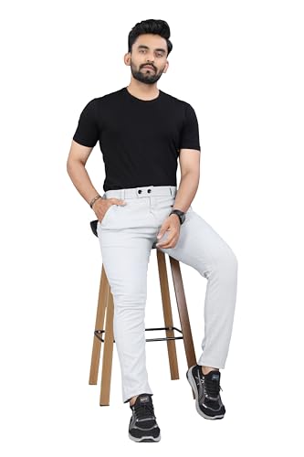 Image of Men's Regular Fit Self-Design Trousers | Mid-Rise Cotton Blend Pants for Work Stylish Formal Bottoms for Men (Pack of 1)