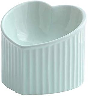 HCHLQLZ Green ceramic Raised Cat Bowls, Tilted Elevated Food or Water Bowls, Stress Free, Backflow Prevention, Dishwasher and Microwave Safe, Lead & Cadmium Free