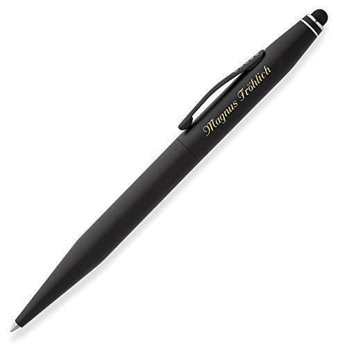 Kugelschreiber Stylus Pen TECH2 Satin-Schwarz mit persönlicher Laser-Gravur