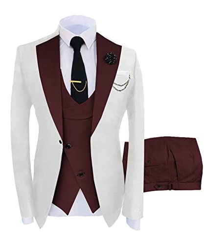 Men's 3 Pieces Suit Slim Fit Tuxedo Suit Formal Business Best Man Wedding Suit Jacket Pants Set