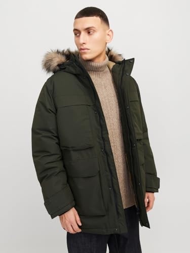 Image of JACK & JONES Men's Polyester Standard Length A-Line Coat