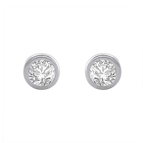0.12 Carat Bezel Set Diamond Stud Earrings in 14K Gold2
