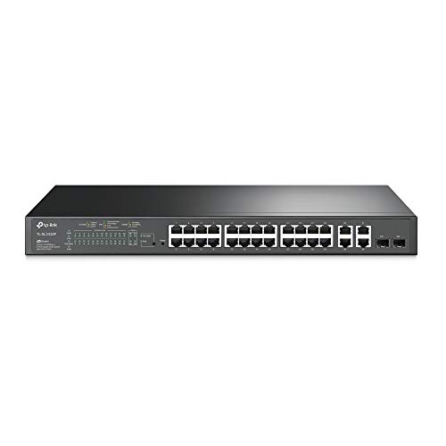 Image of TP-Link TL-SL2428P Jetstream 24-Port 10 /100Mbps + 4-Port Gigabit Smart Switch with 24-Port PoE+ | 24x 802.3at /af 250 W PoE Network Hub | Omada SDN | L2 /L3 /L4 QoS and IGMP snooping