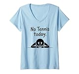 donna no tennis today funny tennis player maglietta con collo a v