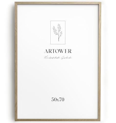 Artower Bilderrahmen für 50 x 70 cm Natur Holz Eiche Dünner Rahmen | Posterrahmen Groß Collage | Picture Frame Oak Wood 50x70cm | Holzrahmen Holz-Bilderrahmen | Holzbilderrahmen Poster Echtholz