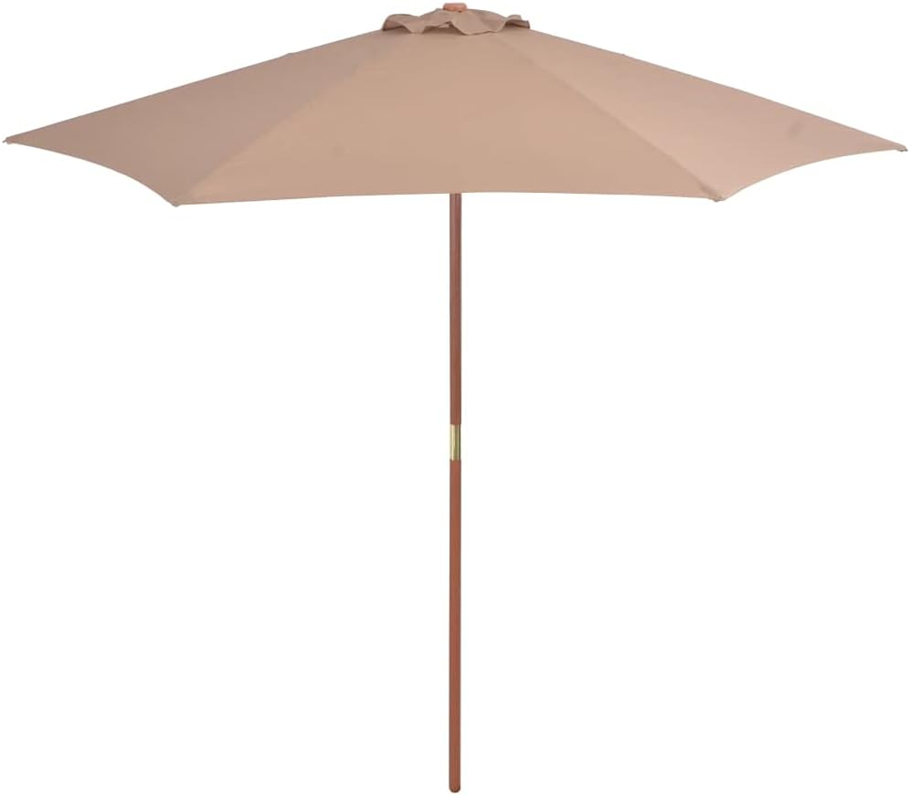 vidaXL Outdoor Parasol with Wooden Pole 270cm Taupe Patio Umbrella Sunshade