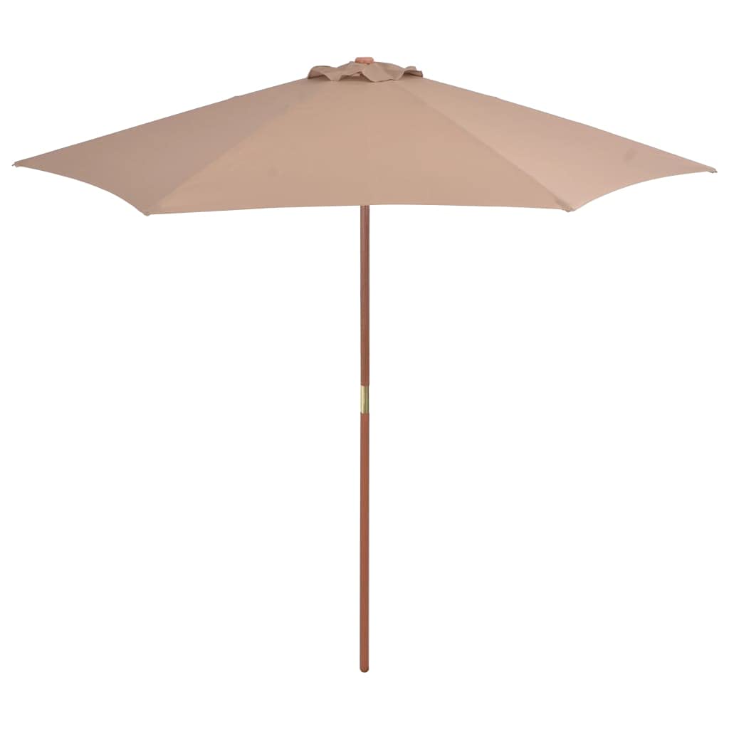 vidaXL Outdoor Parasol with Wooden Pole 270cm Taupe Patio Umbrella Sunshade