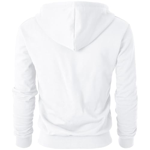 Ohoo Men’s Midweight 100% Cotton French Terry Zip-Up Hoodie, Slim-Cut Regular Fit Hooded Jacket with Hidden Media Pocket3