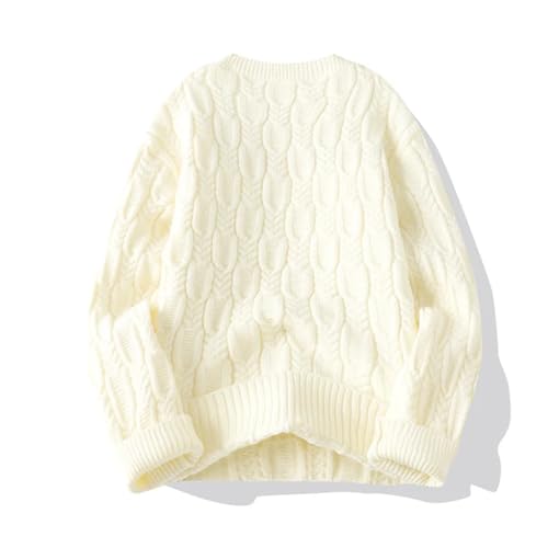 Mens Retro Lazy Twisted Sweater Crew Neck Thick Thick Line Jumper Christmas Pullover Tops2