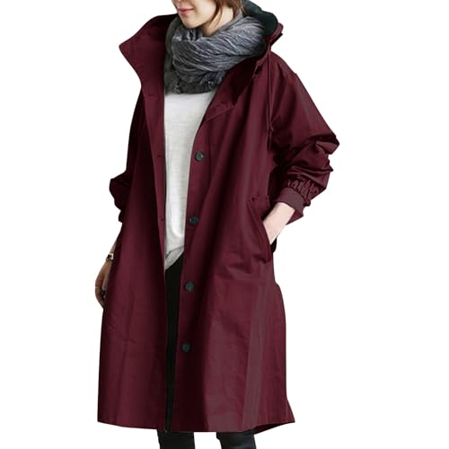 Veste coupe-vent à boutons HUIFUAO imperméable et légère avec capuche pour marche active