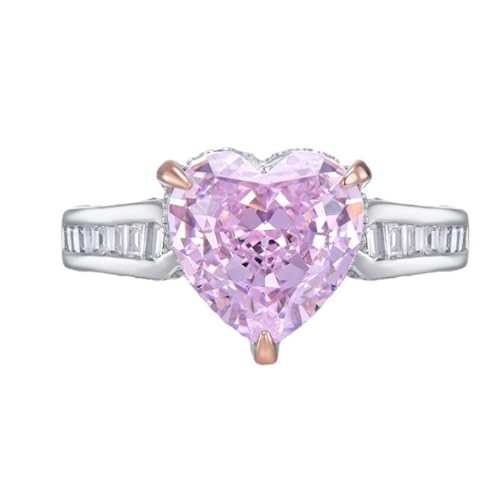 Bagues en argent sterling S925 femmes bague diamant rose haute teneur en carbone
