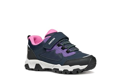 Geox J MAGNETAR G. B ABX Sneaker, Navy/Violet, 36 EU
