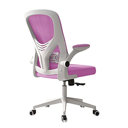 DCVFRQ Silla de oficina de malla, reposabrazos abatible, soporte de cintura, esponja de rebote, silla ergonómica de escritorio para computadora (64 x 64 x 106 cm, rosa)