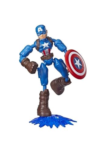 MARVEL Avengers Bend and Flex Toy, 6-Inch Flexible Captain America Action Figure, Blast Accessory, Kids Ages 4 and Up