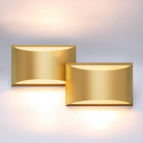 Lista de Lámparas de pared más recomendados. 46 KUAEAY Lampara de Pared Interior 2 piezas, 3000K/12w, Aplique de Pared Moderna para Interior,Exterior,Cableado, Iluminación de Montado Oro para Recamara Dormitorio Escaleras...