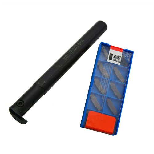 ZIYI 58 Internal Grooving Tool MGIVR2016-4 Boring Bar Lathe Turning Tool Holder 16mm Shank Grooving Cut-Off Cutter with 10PCS MGMN400 Carbide Inserts for Metal CNC Machine Tool, Black