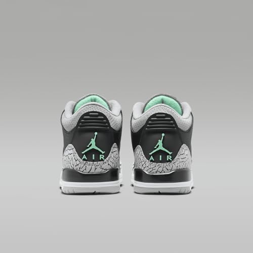 Jordan 3 Retro calzado juvenil con amortiguación cómoda y diseño Green Glow gris 6