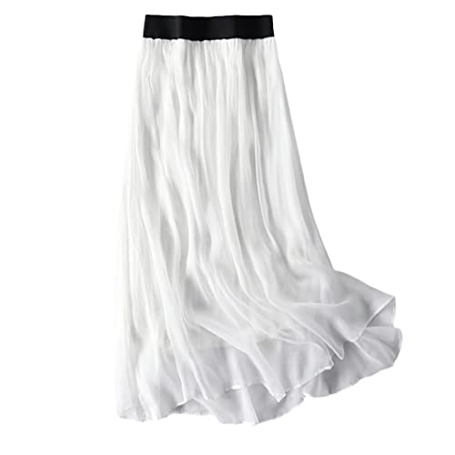 Jupe mi-longue en soie de mûrier Disimlarl taille élastique confort 40