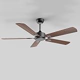 Ventilador de Techo Retro con Control Remoto, Ventilador Ajustable de 5 velocidades, Ventilador de Techo silencioso con Motor de CC y función Reversible, marrón (Size : 134cm/52inch)