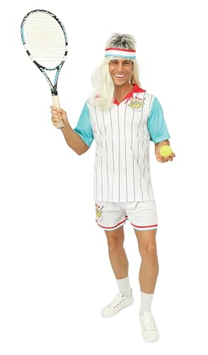 P'TIT CLOWN - Costume Joueur de Tennis - Déguisement Sportif Adulte - Parfait pour Tenue Carnaval, Fêtes Costumées, Halloween, Soirées à Thème, Cosplay - Polyester - Blanc (L-XL)