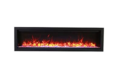 Amantii Symmetry Smart 74" Electric Fireplace 74inch Thin and Linear Fireplace, Wall Mounted & in-Wall Fireplace, Adjustable Flame Colors & Speed, Touch Screen Remote Control, Realistic Flames