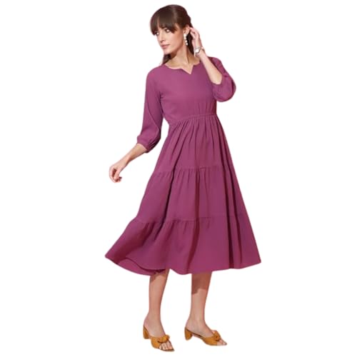 Image of Sheetal Associates Women's Casual Crepe Fit and Flare Dress| Comfortable Relaxed Fit Summer Party Dress